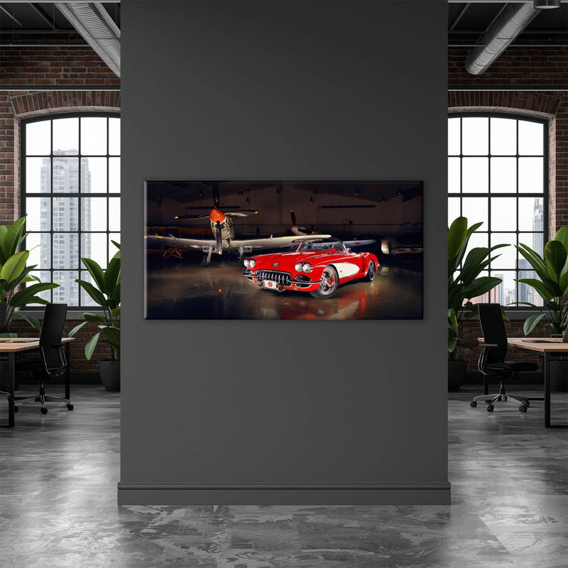 Vintage Chevrolet Corvette C1 Wall Art – Retro Muscle Car Canvas Print Cars
