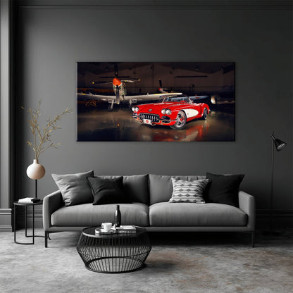 Vintage Chevrolet Corvette C1 Wall Art – Retro Muscle Car Canvas Print Cars