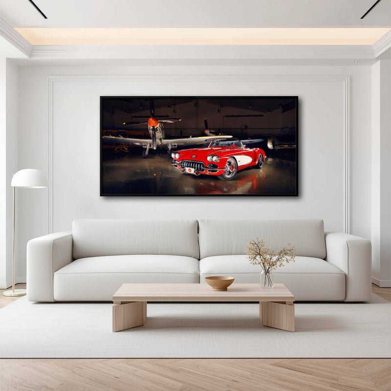 Vintage Chevrolet Corvette C1 Wall Art – Retro Muscle Car Canvas Print Cars