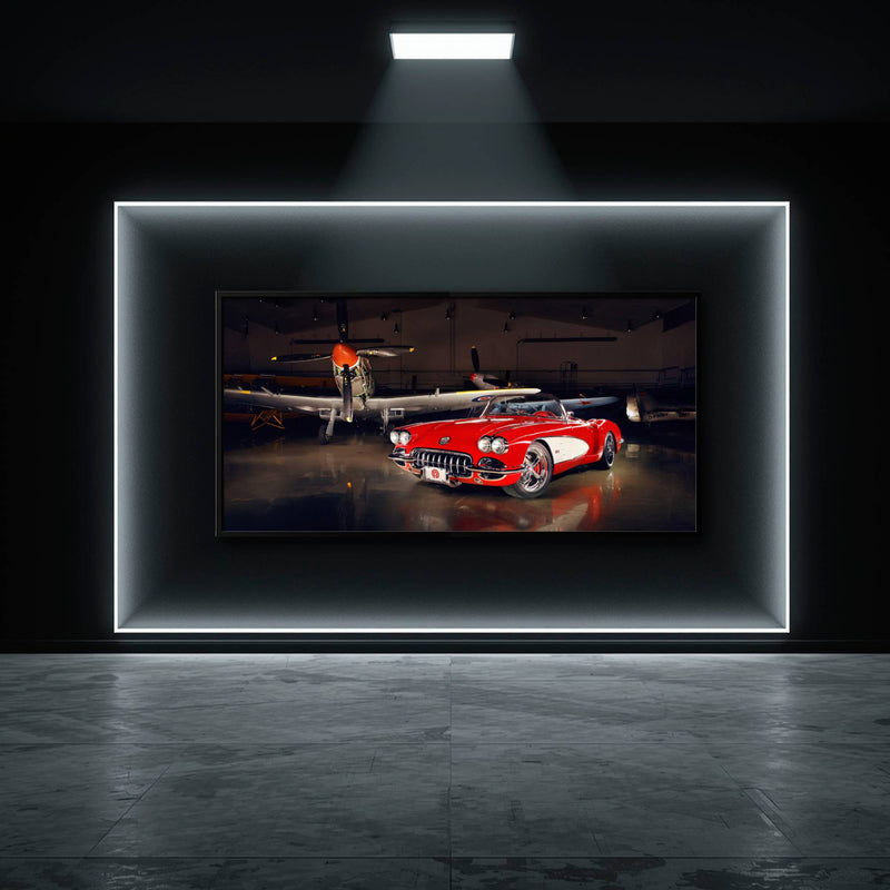 Vintage Chevrolet Corvette C1 Wall Art – Retro Muscle Car Canvas Print Cars