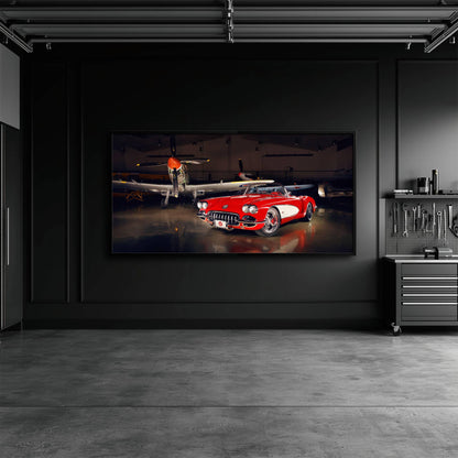 Vintage Chevrolet Corvette C1 Wall Art – Retro Muscle Car Canvas Print Cars