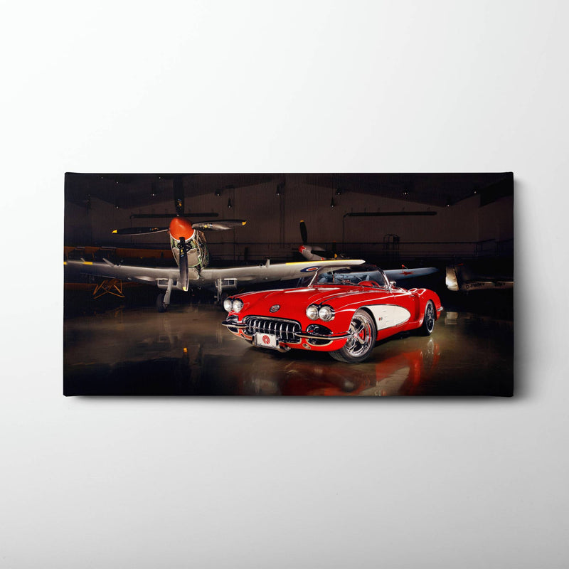 Vintage Chevrolet Corvette C1 Wall Art – Retro Muscle Car Canvas Print Cars