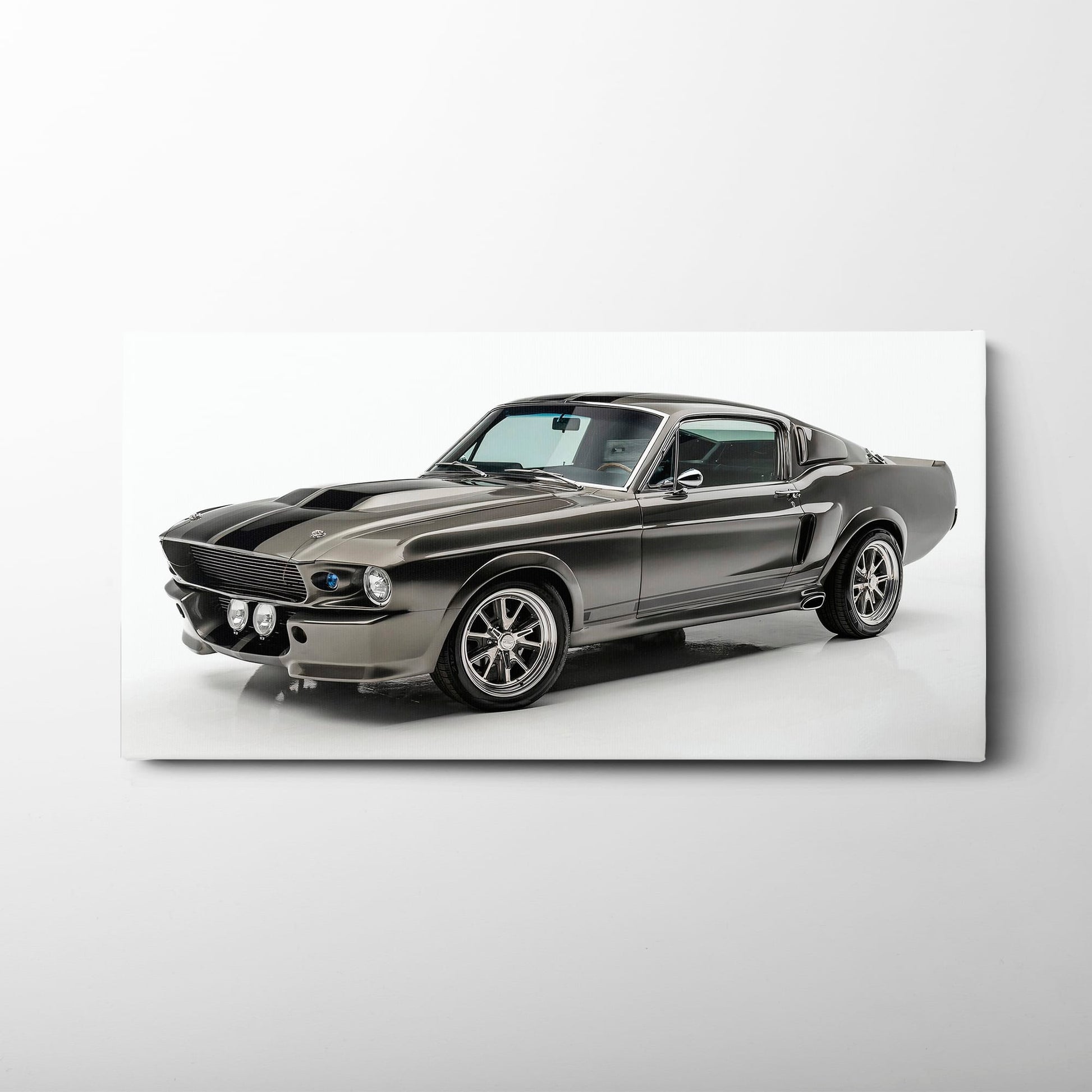 Ford Mustang Shelby 1968 Silver Ghost Wall Art – Muscle Car Canvas Cars