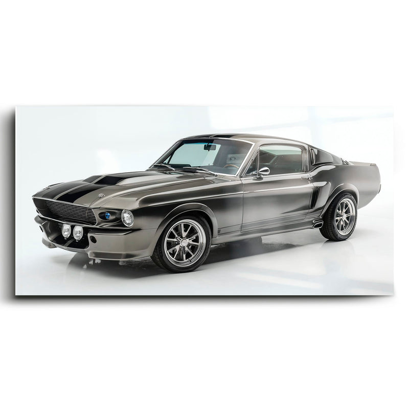 Ford Mustang Shelby 1968 Silver Ghost Wall Art – Muscle Car Canvas Cars