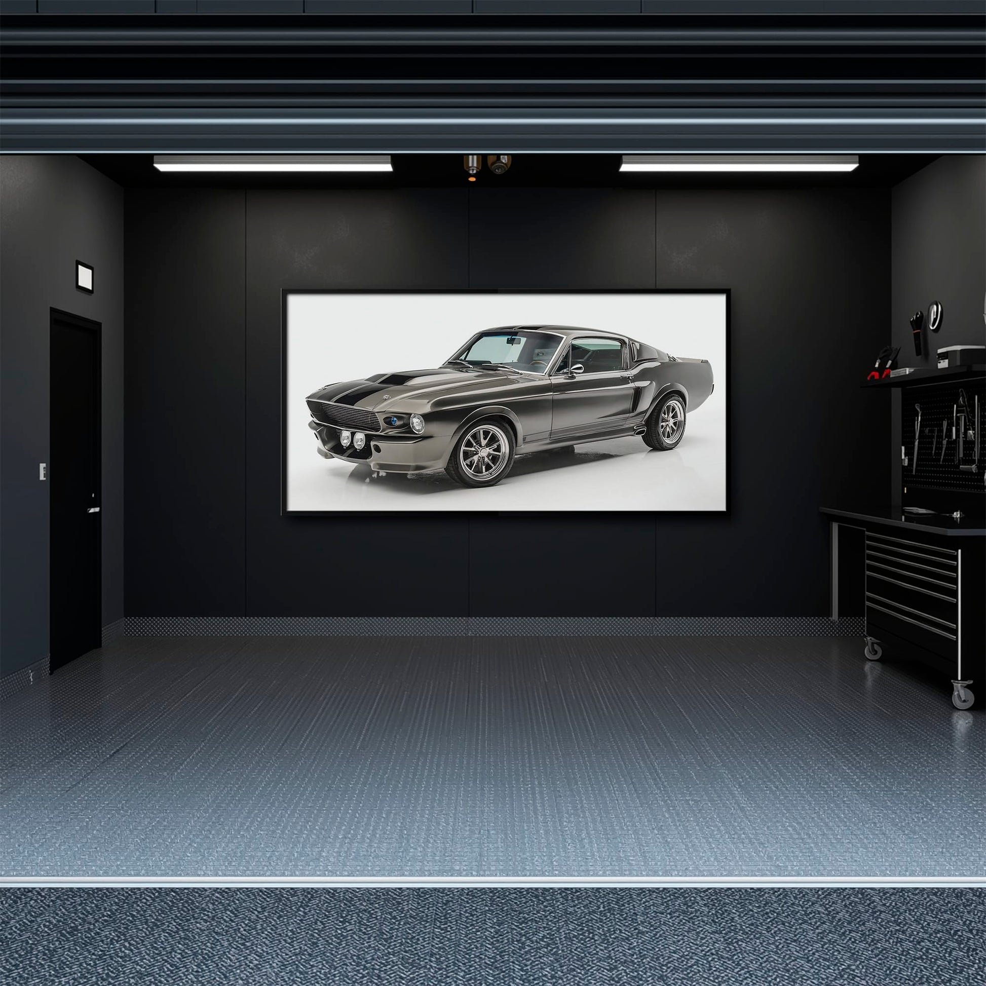 Ford Mustang Shelby 1968 Silver Ghost Wall Art – Muscle Car Canvas Cars