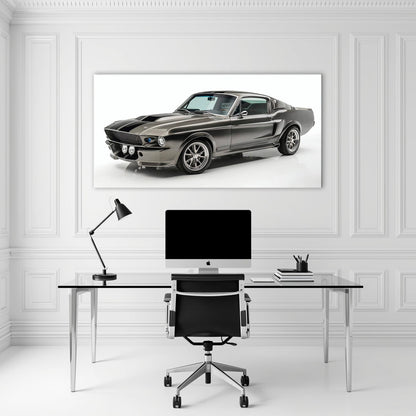 Ford Mustang Shelby 1968 Silver Ghost Wall Art – Muscle Car Canvas Cars