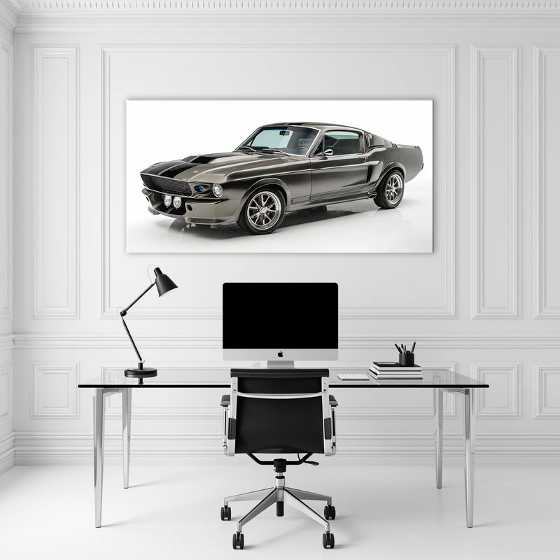 Ford Mustang Shelby 1968 Silver Ghost Wall Art – Muscle Car Canvas Cars