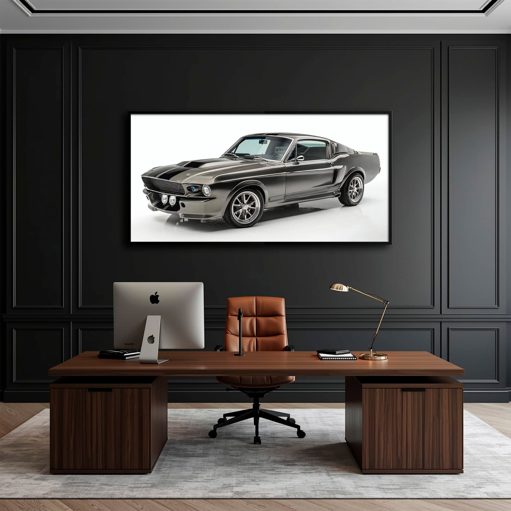 Ford Mustang Shelby 1968 Silver Ghost Wall Art – Muscle Car Canvas Cars