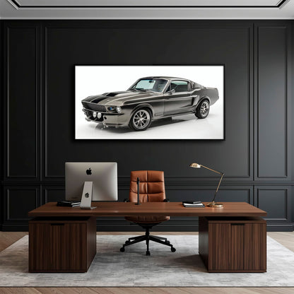 Ford Mustang Shelby 1968 Silver Ghost Wall Art – Muscle Car Canvas Cars