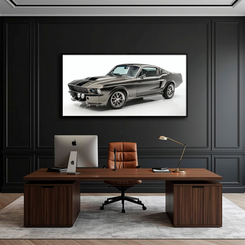 Ford Mustang Shelby 1968 Silver Ghost Wall Art – Muscle Car Canvas Cars