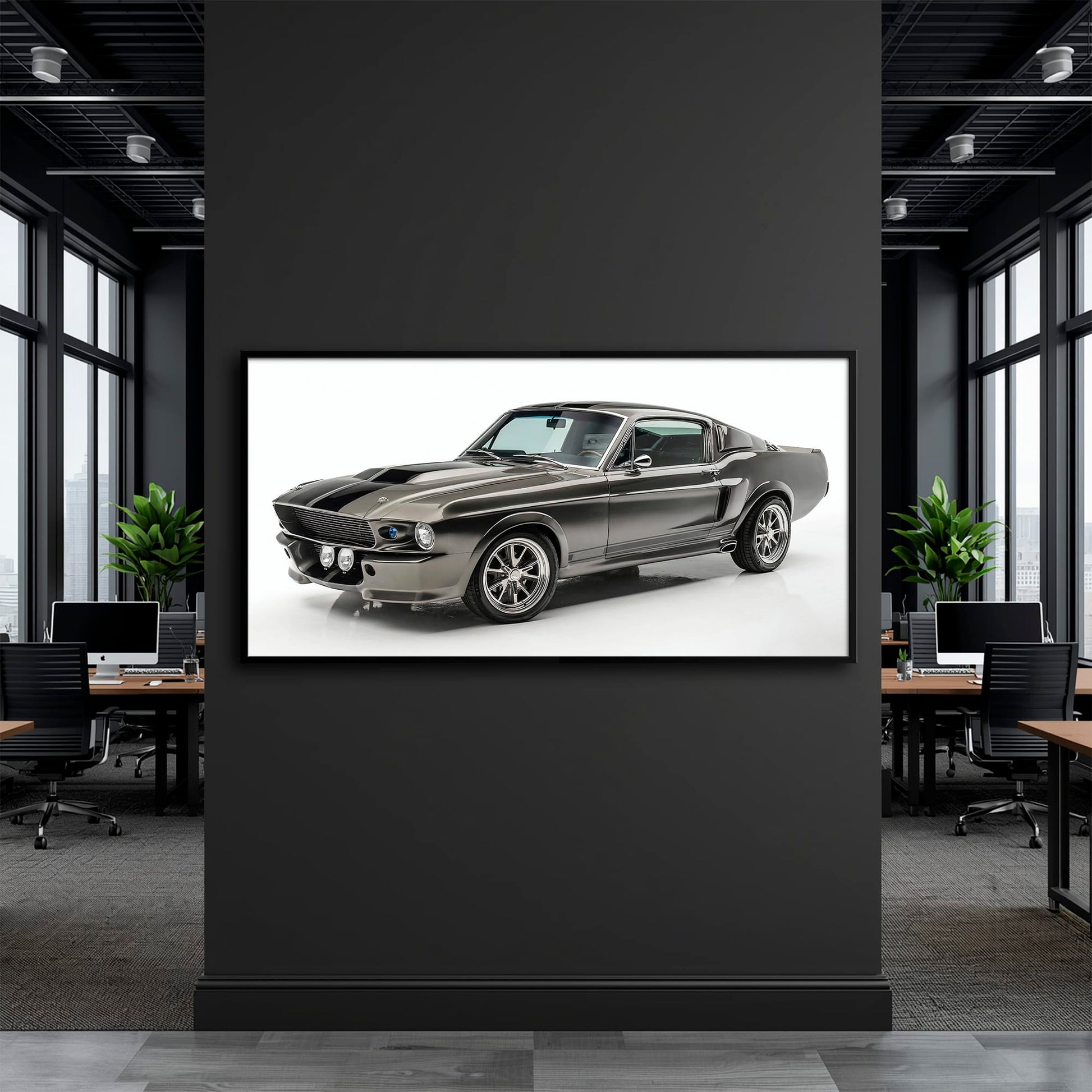 Ford Mustang Shelby 1968 Silver Ghost Wall Art – Muscle Car Canvas Cars