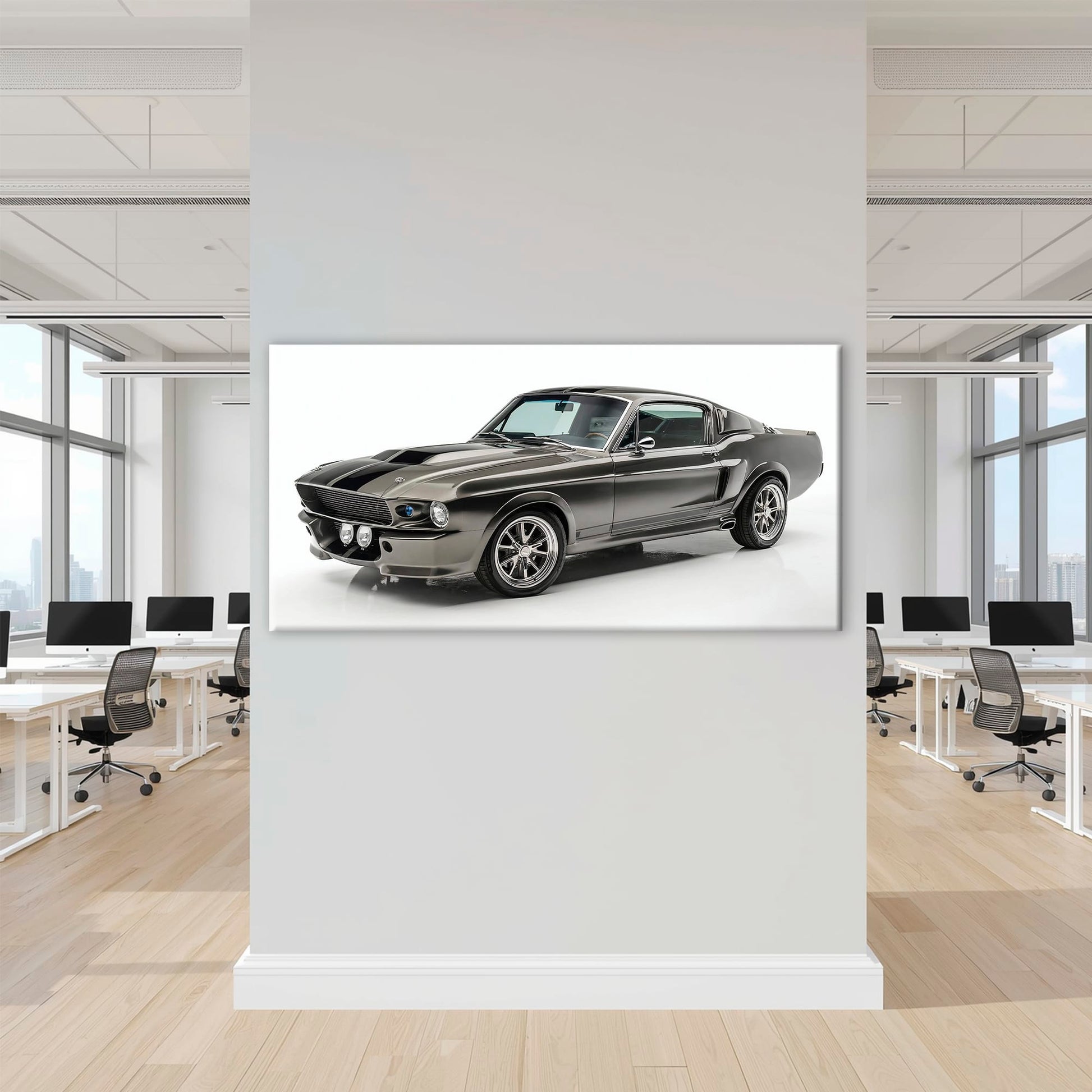 Ford Mustang Shelby 1968 Silver Ghost Wall Art – Muscle Car Canvas Cars