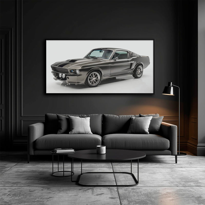 Ford Mustang Shelby 1968 Silver Ghost Wall Art – Muscle Car Canvas Cars