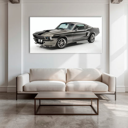 Ford Mustang Shelby 1968 Silver Ghost Wall Art – Muscle Car Canvas Cars