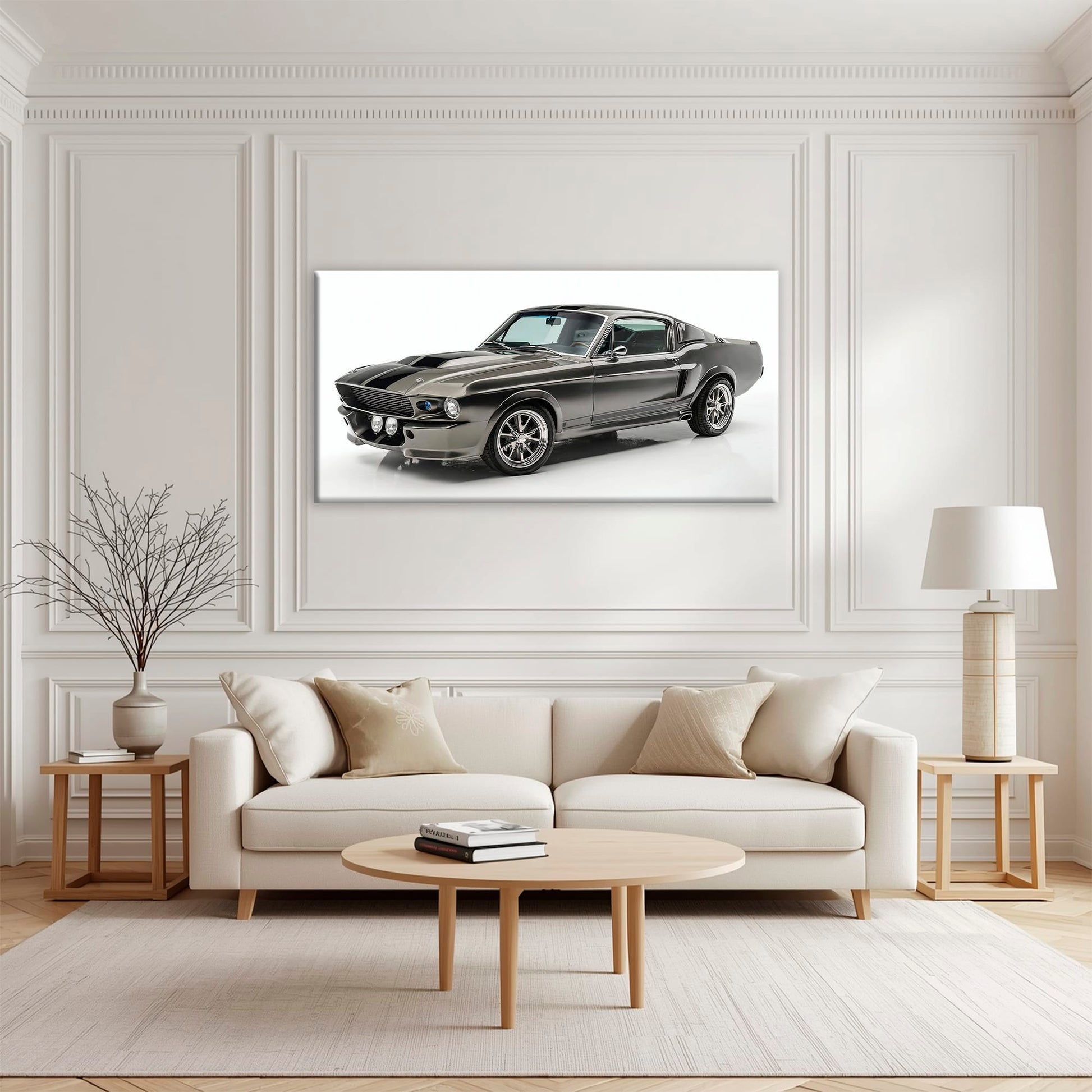 Ford Mustang Shelby 1968 Silver Ghost Wall Art – Muscle Car Canvas Cars