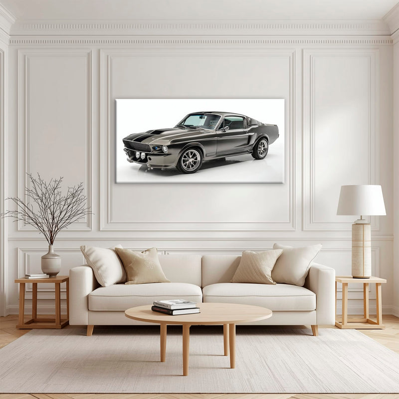Ford Mustang Shelby 1968 Silver Ghost Wall Art – Muscle Car Canvas Cars
