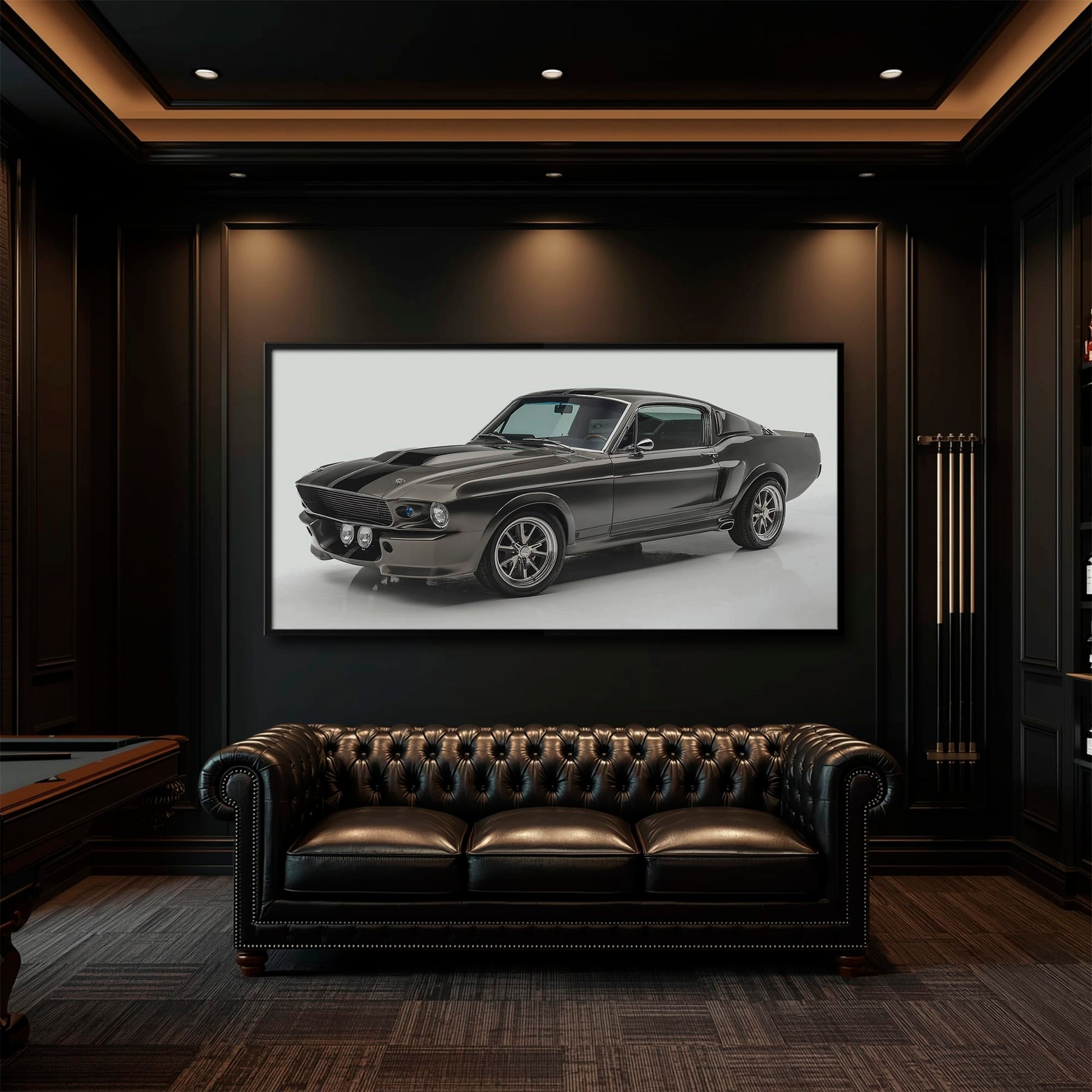 Ford Mustang Shelby 1968 Silver Ghost Wall Art – Muscle Car Canvas Cars