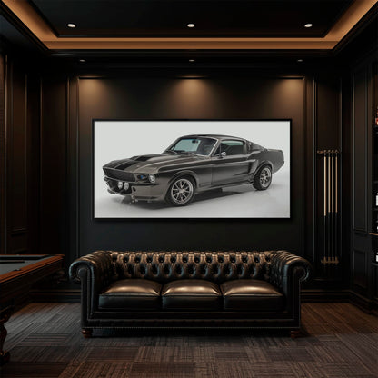 Ford Mustang Shelby 1968 Silver Ghost Wall Art – Muscle Car Canvas Cars