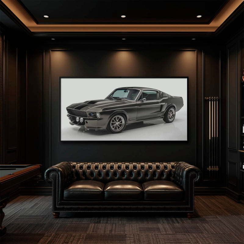 Ford Mustang Shelby 1968 Silver Ghost Wall Art – Muscle Car Canvas Cars