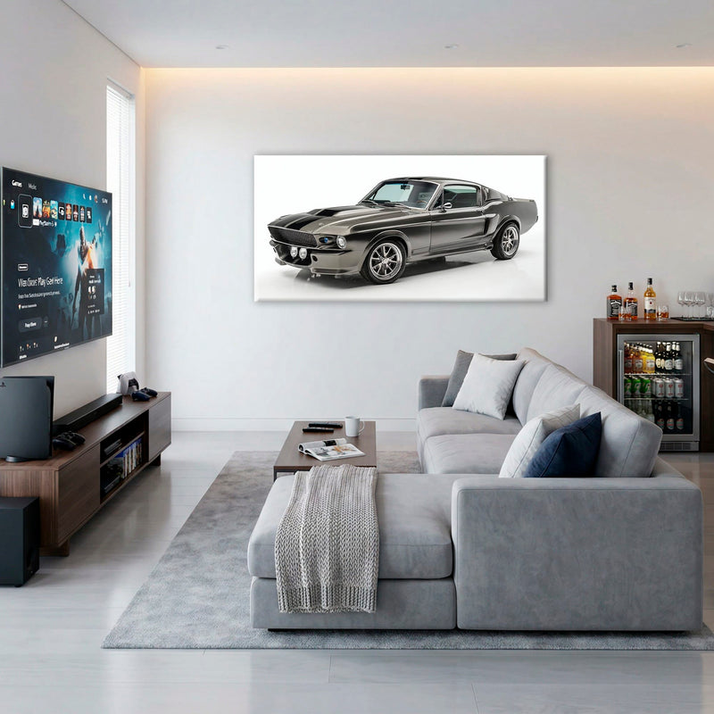 Ford Mustang Shelby 1968 Silver Ghost Wall Art – Muscle Car Canvas Cars