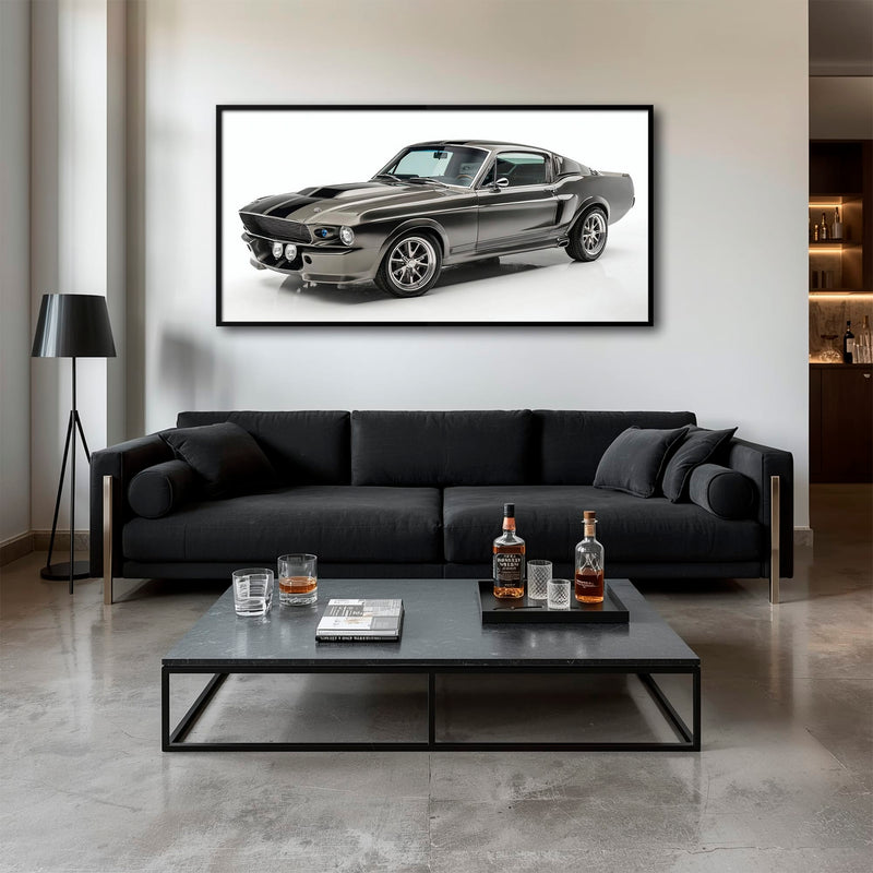 Ford Mustang Shelby 1968 Silver Ghost Wall Art – Muscle Car Canvas Cars