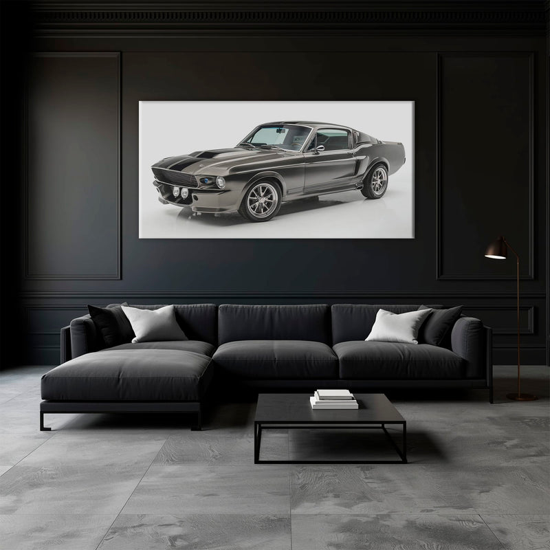 Ford Mustang Shelby 1968 Silver Ghost Wall Art – Muscle Car Canvas Cars