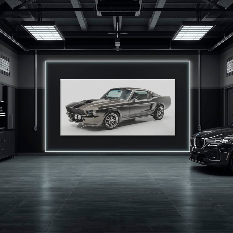 Ford Mustang Shelby 1968 Silver Ghost Wall Art – Muscle Car Canvas Cars