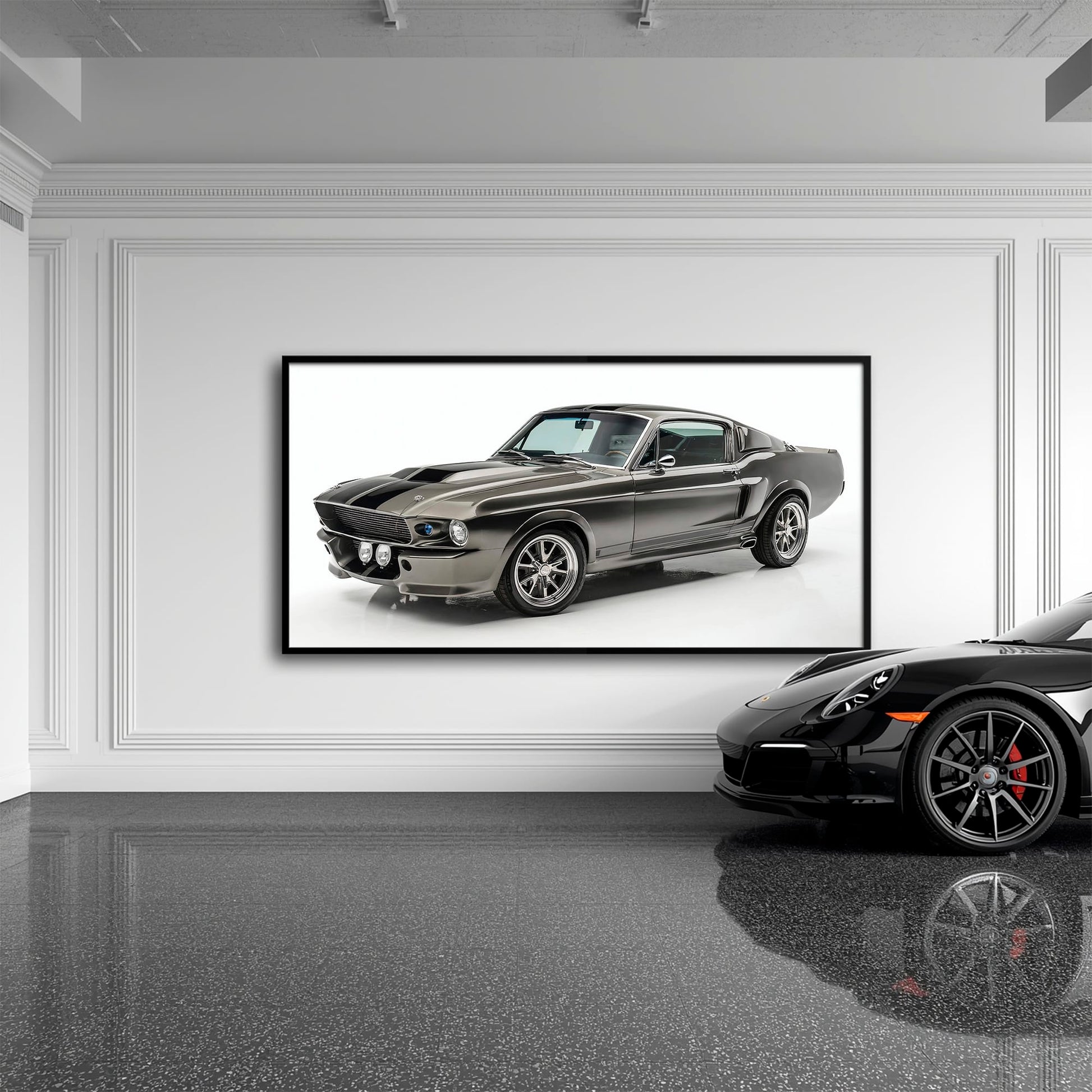Ford Mustang Shelby 1968 Silver Ghost Wall Art – Muscle Car Canvas Cars