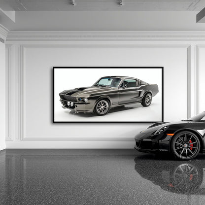 Ford Mustang Shelby 1968 Silver Ghost Wall Art – Muscle Car Canvas Cars