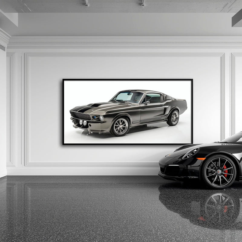Ford Mustang Shelby 1968 Silver Ghost Wall Art – Muscle Car Canvas Cars