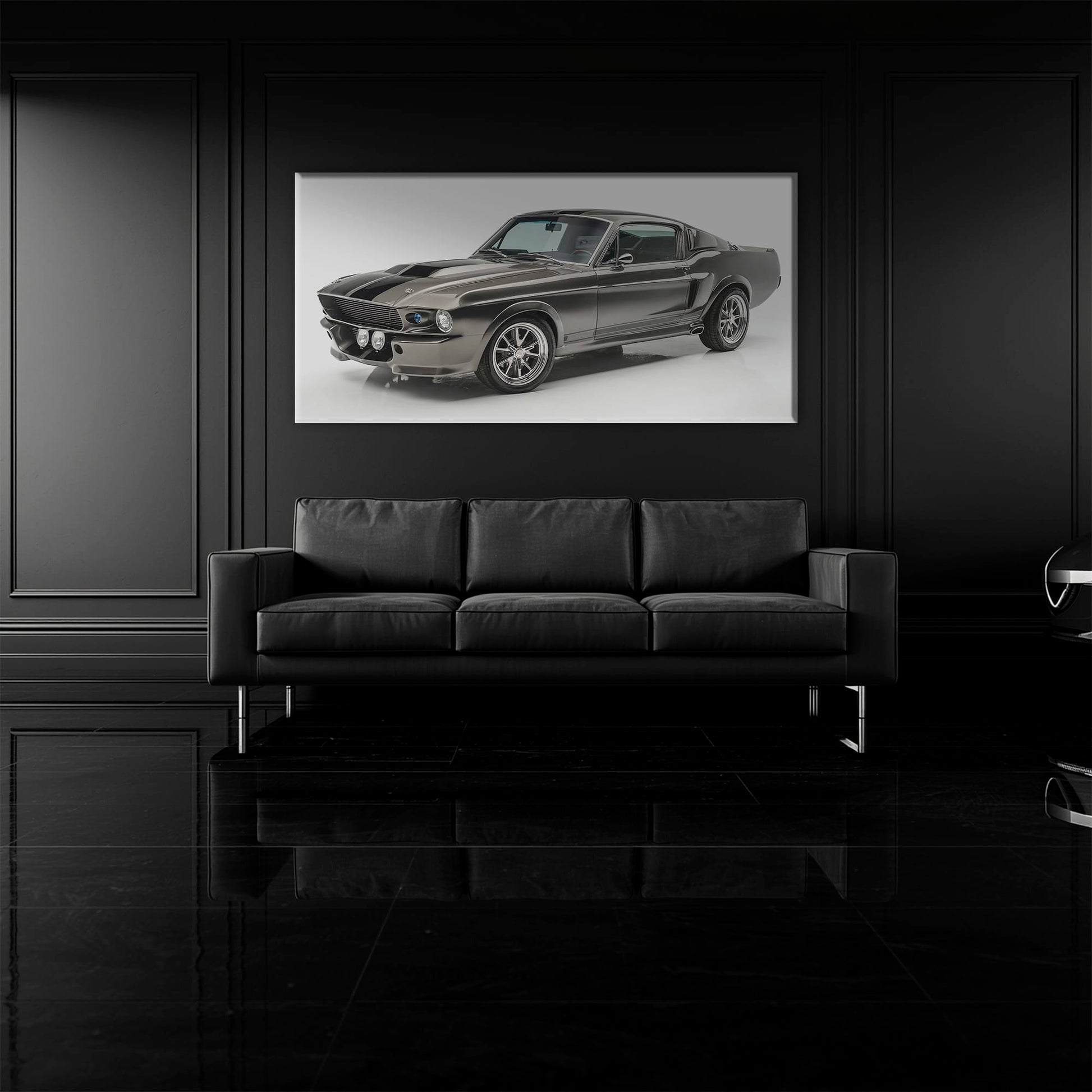 Ford Mustang Shelby 1968 Silver Ghost Wall Art – Muscle Car Canvas Cars