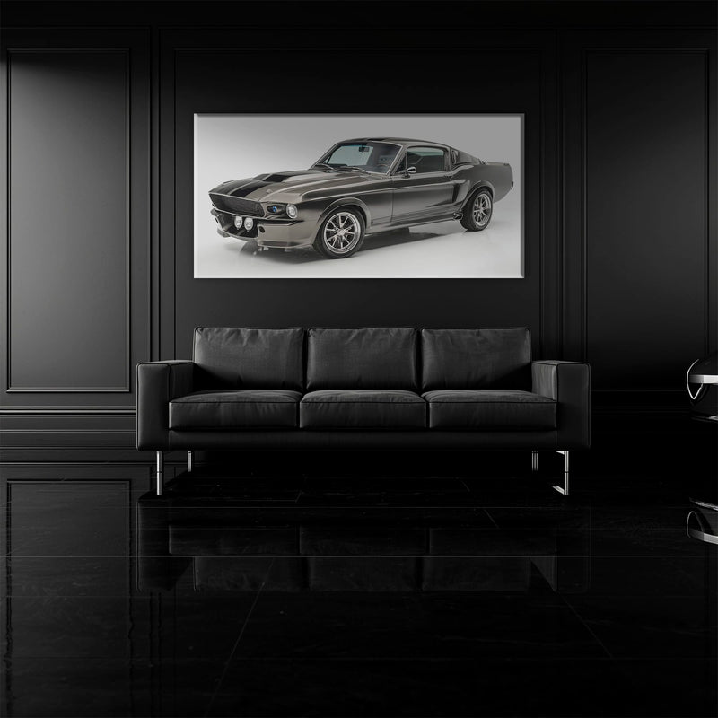 Ford Mustang Shelby 1968 Silver Ghost Wall Art – Muscle Car Canvas Cars