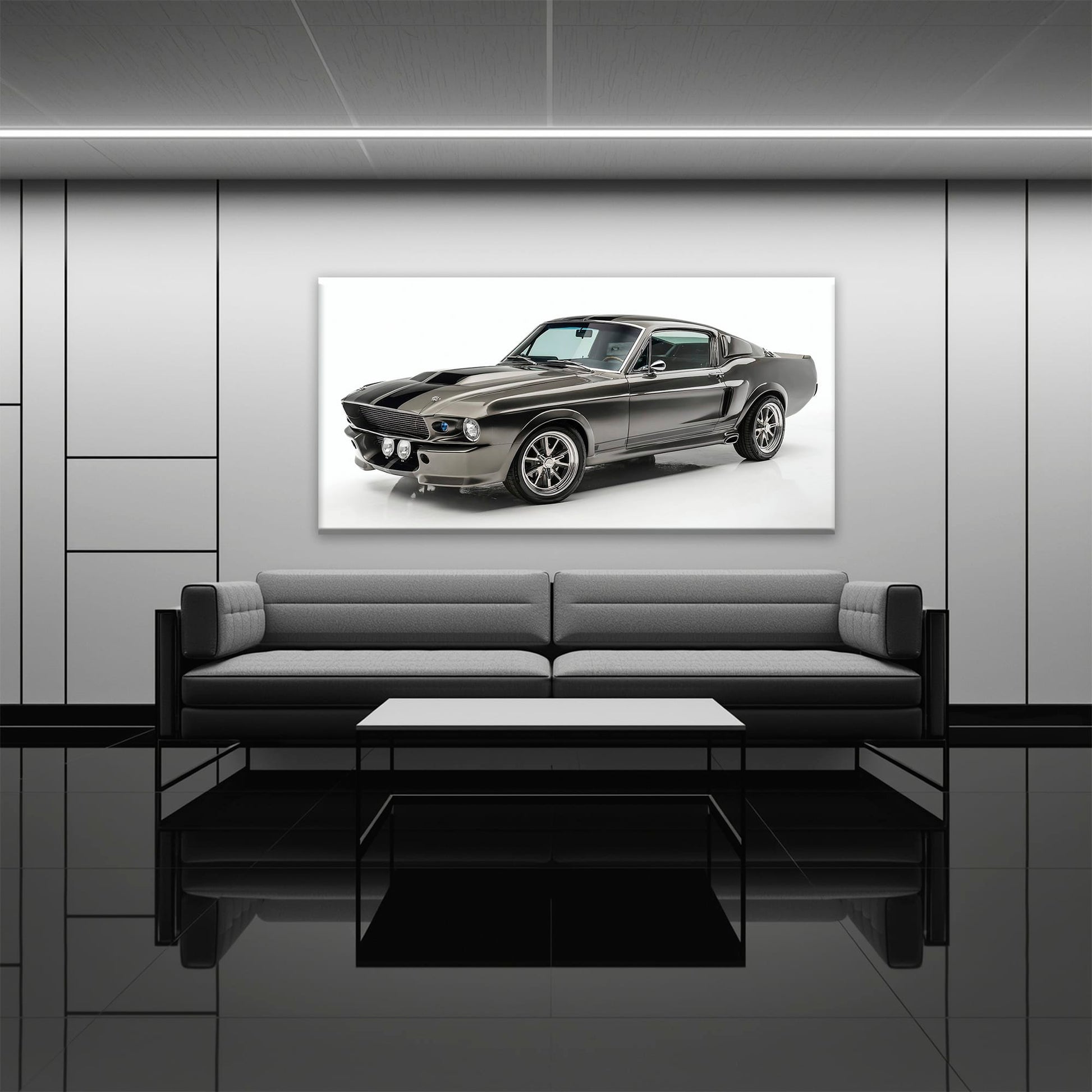 Ford Mustang Shelby 1968 Silver Ghost Wall Art – Muscle Car Canvas Cars