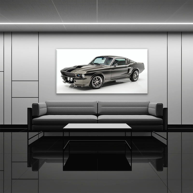 Ford Mustang Shelby 1968 Silver Ghost Wall Art – Muscle Car Canvas Cars