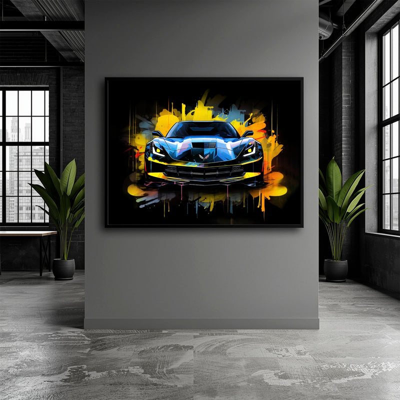 Chevrolet Corvette Wall Art – Pop Art Canvas Print -Sports Car Art Cars