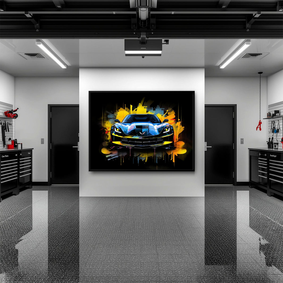 Chevrolet Corvette Wall Art – Pop Art Canvas Print -Sports Car Art Cars