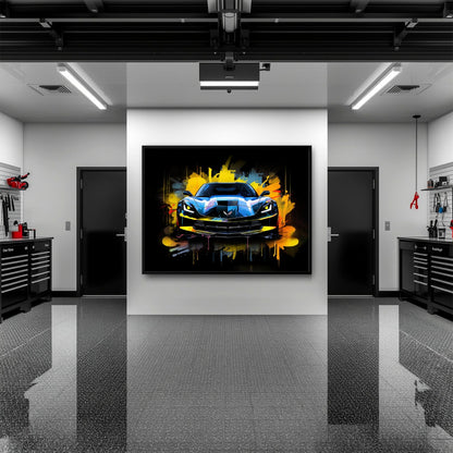 Chevrolet Corvette Wall Art – Pop Art Canvas Print -Sports Car Art Cars