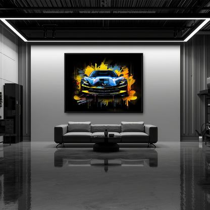 Chevrolet Corvette Wall Art – Pop Art Canvas Print -Sports Car Art Cars