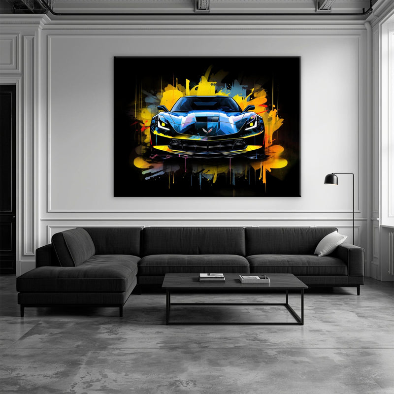 Chevrolet Corvette Wall Art – Pop Art Canvas Print -Sports Car Art Cars