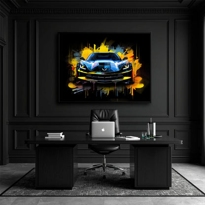 Chevrolet Corvette Wall Art – Pop Art Canvas Print -Sports Car Art Cars
