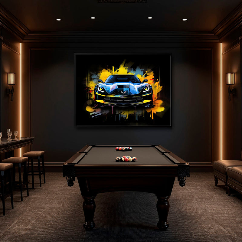 Chevrolet Corvette Wall Art – Pop Art Canvas Print -Sports Car Art Cars