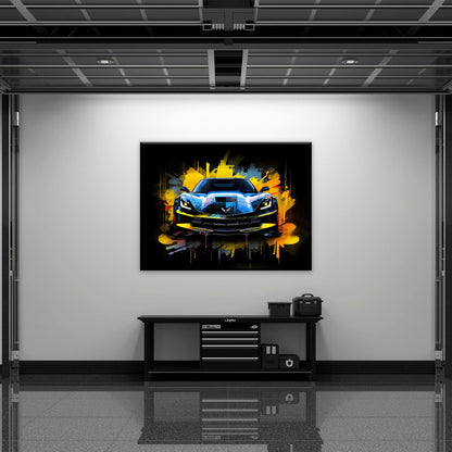 Chevrolet Corvette Wall Art – Pop Art Canvas Print -Sports Car Art Cars