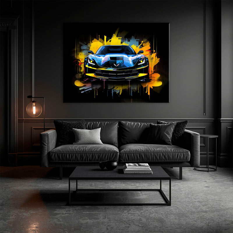 Chevrolet Corvette Wall Art – Pop Art Canvas Print -Sports Car Art Cars
