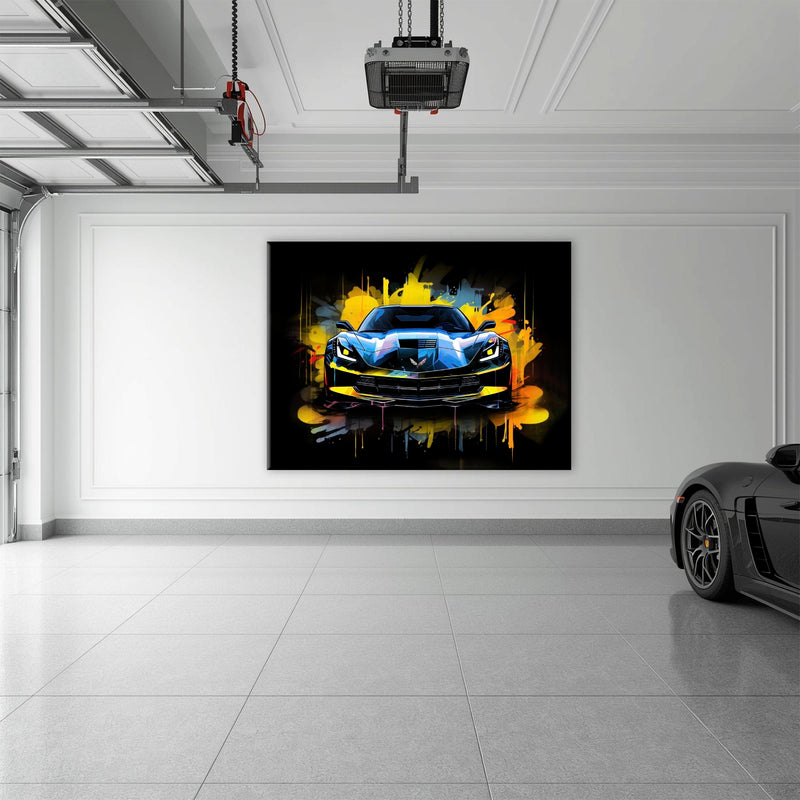 Chevrolet Corvette Wall Art – Pop Art Canvas Print -Sports Car Art Cars