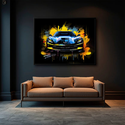 Chevrolet Corvette Wall Art – Pop Art Canvas Print -Sports Car Art Cars