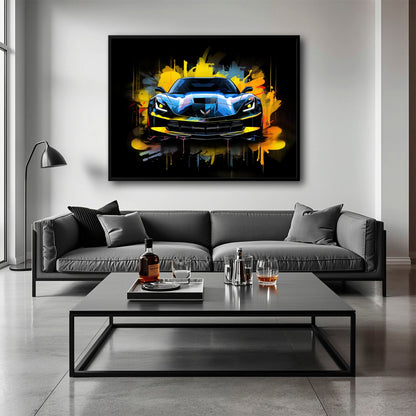 Chevrolet Corvette Wall Art – Pop Art Canvas Print -Sports Car Art Cars