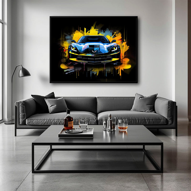 Chevrolet Corvette Wall Art – Pop Art Canvas Print -Sports Car Art Cars