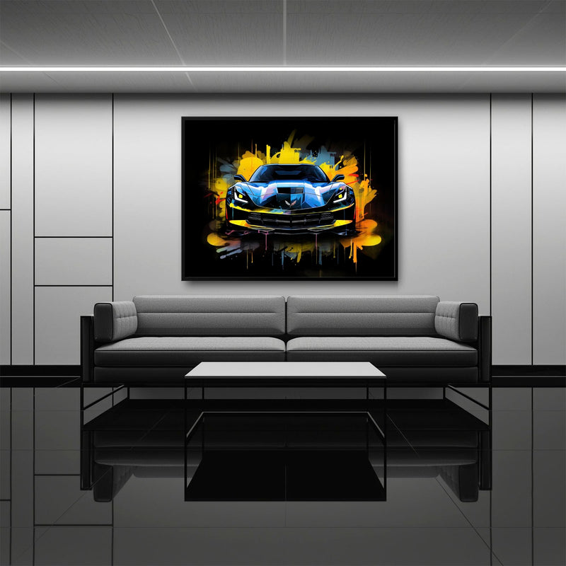 Chevrolet Corvette Wall Art – Pop Art Canvas Print -Sports Car Art Cars