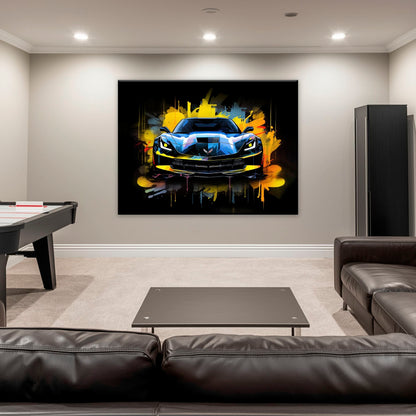 Chevrolet Corvette Wall Art – Pop Art Canvas Print -Sports Car Art Cars