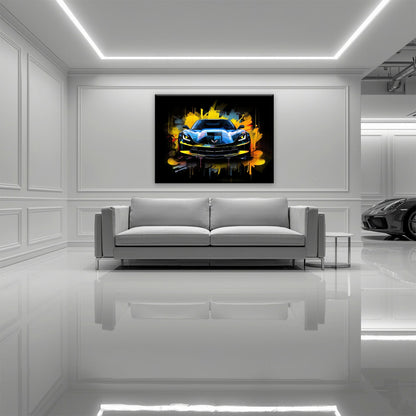 Chevrolet Corvette Wall Art – Pop Art Canvas Print -Sports Car Art Cars